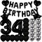 Sweet 34th Birthday Decorations Party Supplies (Black) 9 x 7 x 1 inches